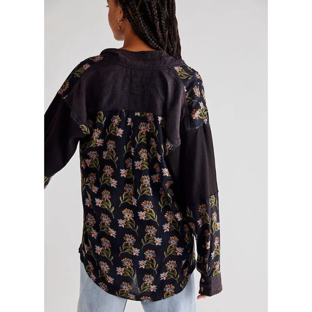 Free People Summer of Surf Pullover Button Henley Top Long Sleeve Size L NEW - Picture 4 of 10